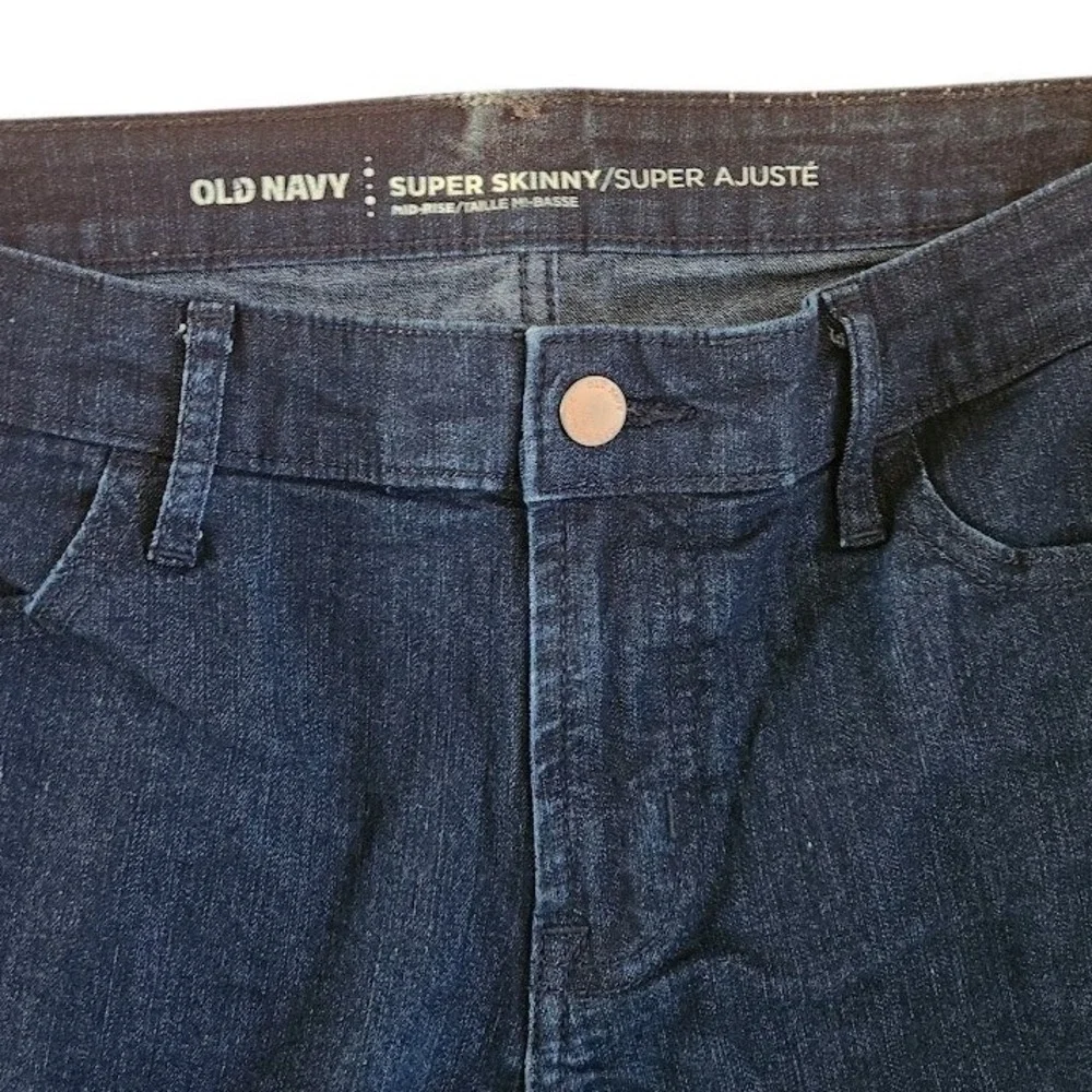 Old Navy Super Skinny Jeans Women's 8 Long Dark Indigo Mid Rise Stretch‎ 118